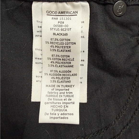 VTG GOOD AMERICAN Jeans Ultra High Rise Skinny Black165 Style GC213T Size 00-4 - Picture 8 of 11